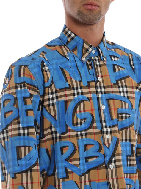burberry graffiti shirt blue